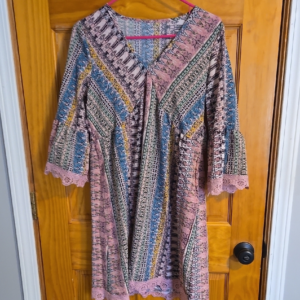 Multicolor Patterned Women's Dress